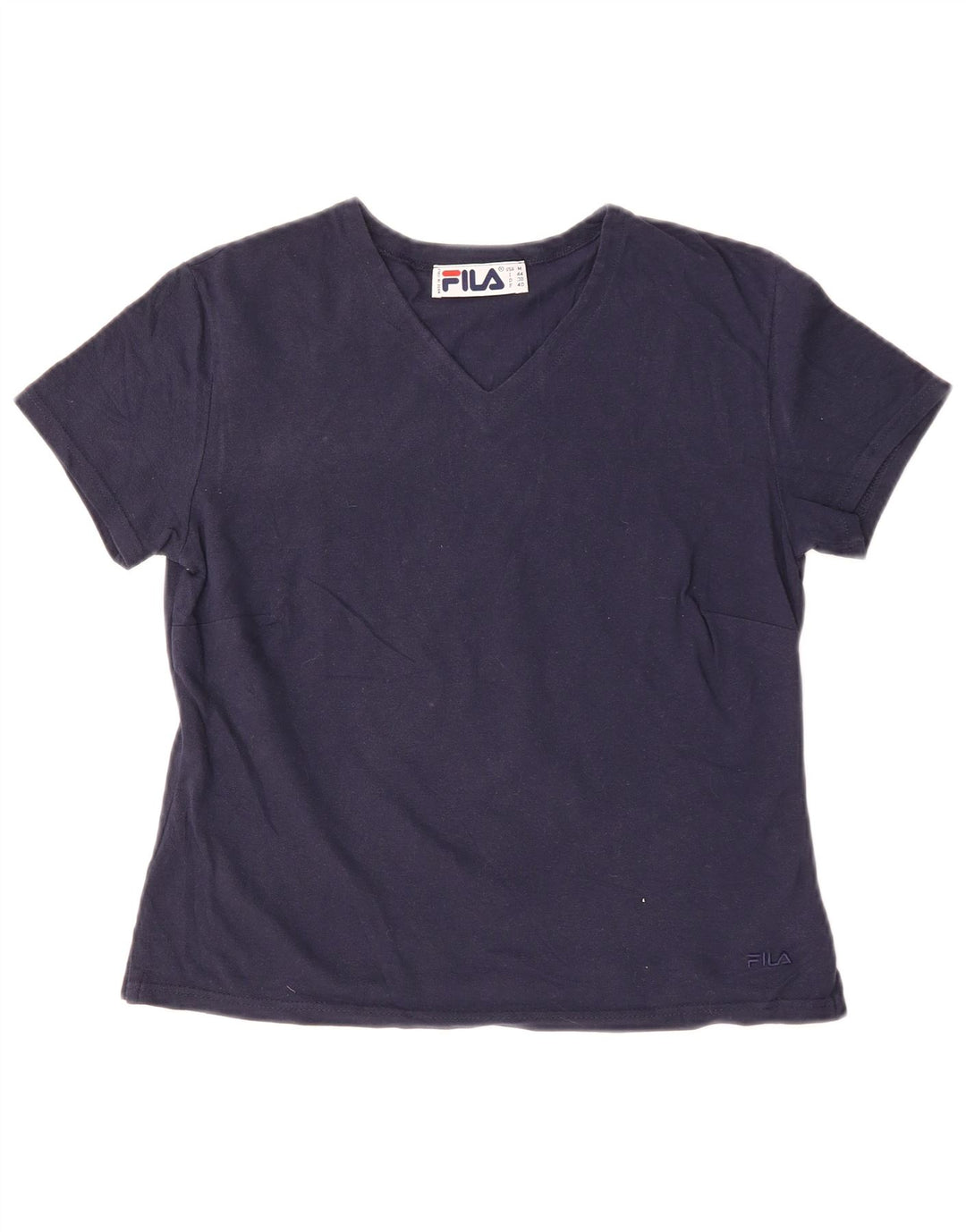 FILA Femme T-Shirt Top IT 44 Bleu Marine Moyen Coton