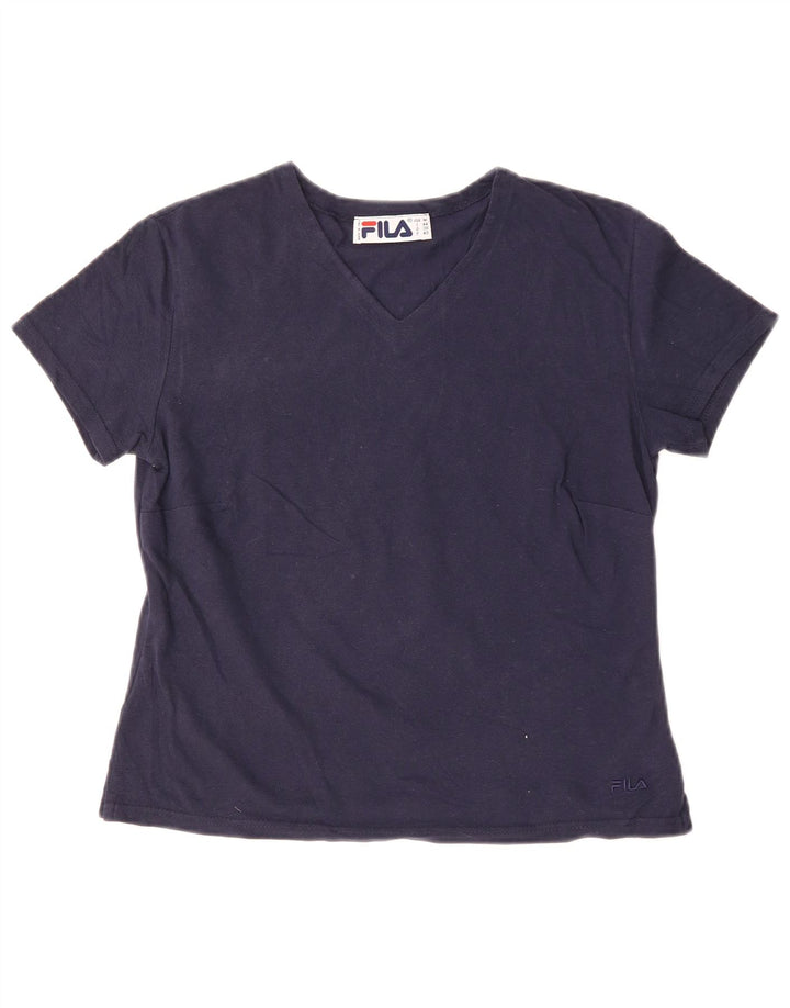 FILA Femme T-Shirt Top IT 44 Bleu Marine Moyen Coton