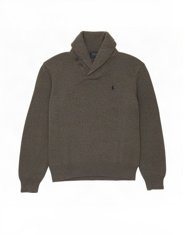 Polo Ralph Lauren Pull à col châle pour femme UK 18 XL Coton gris