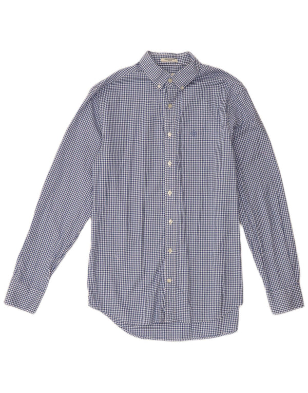 Gant Chemise Homme Taille 39/40 15 3/4 Coton Vichy Bleu Moyen