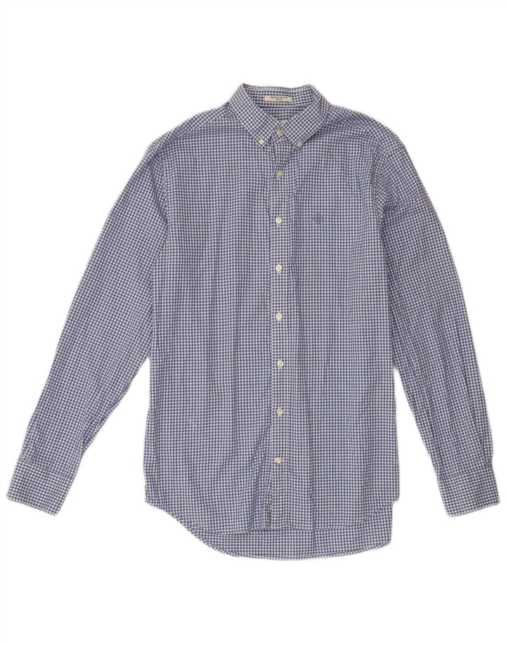 Gant Chemise Homme Taille 39/40 15 3/4 Coton Vichy Bleu Moyen