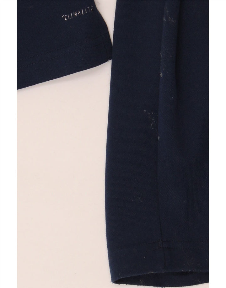 Adidas Hommes Climalite Zip Neck Top Manches Longues Grand Bleu Marine Polyester