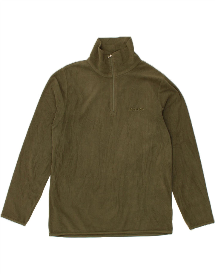 LOTTO Mens Zip Neck Fleece Jumper Medium Khaki Polyester Vintage Lotto and Second-Hand Lotto from Messina Hembry 