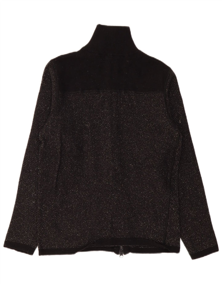 Armani Jeans Pull Cardigan Femme UK 10 Petit Chevron Noir