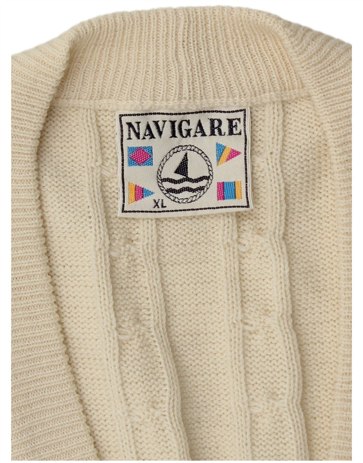 Navigare Cardigan Pull XL Homme Blanc Cassé