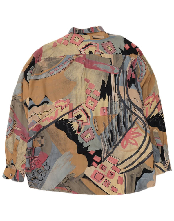 Chemise Vintage surdimensionnée à motif abstrait pour hommes, grande chemise rétro multicolore