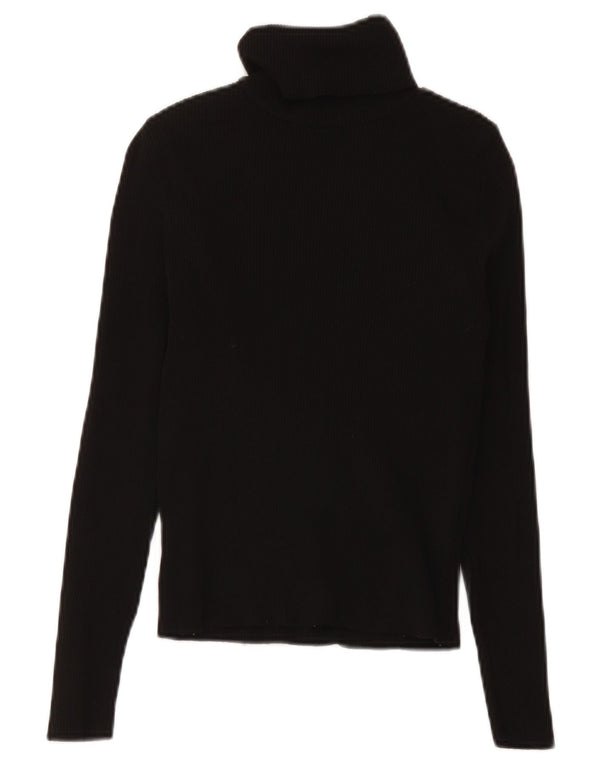 Zara Femme Pull Col Roulé Pull UK 8 Petit Noir Polyamide