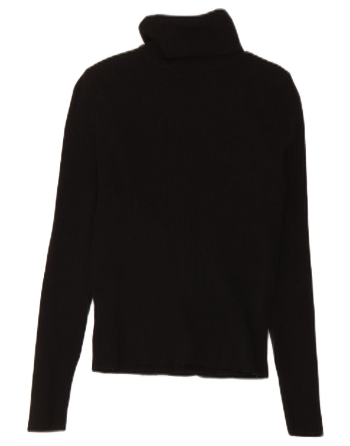 Zara Femme Pull Col Roulé Pull UK 8 Petit Noir Polyamide