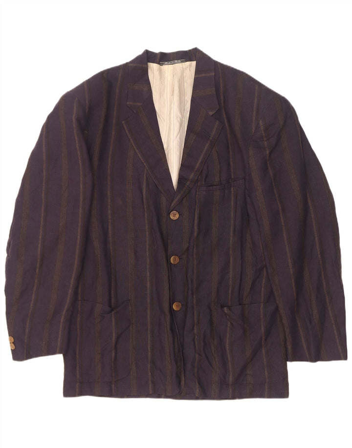 JC De Castelbajac Veste Blazer 3 Boutons Homme IT 52 XL Bleu Marine Rayé