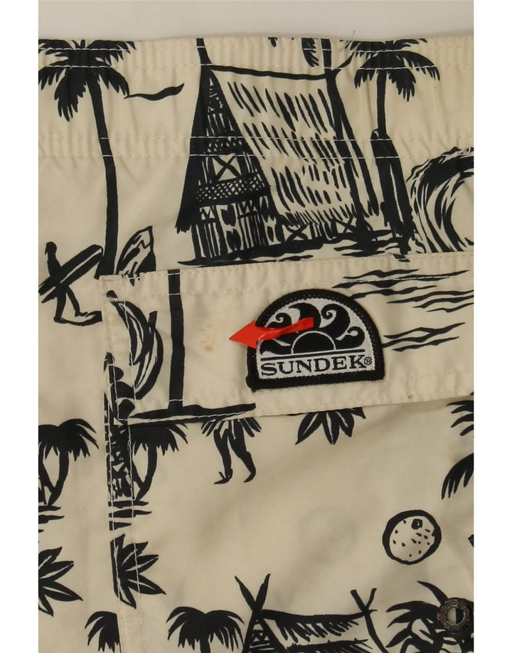 Sundek Short de bain graphique pour homme 2XL en polyester blanc cassé