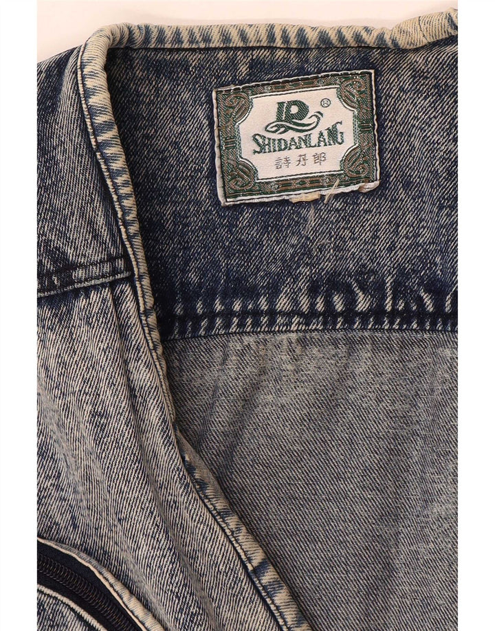 vintage Mens Denim Gilet UK 40 Grand Bleu