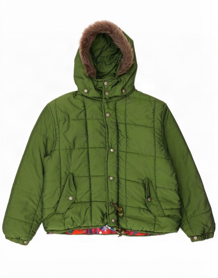 Vagabond Veste matelassée surdimensionnée à capuche pour femme UK 10 Petit nylon vert