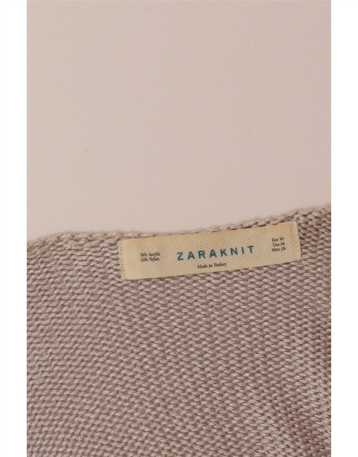 Zara Pull col V pour femme UK 14 Gris moyen