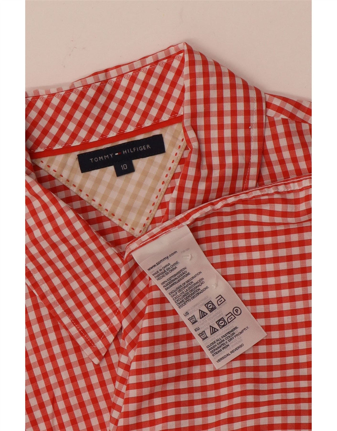 Tommy Hilfiger Chemise Femme US 10 Grand Coton Vichy Rouge