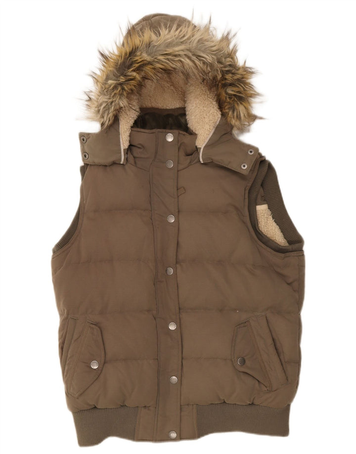 Fat Face Veste matelassée à capuche pour femme UK 44 Medium Kaki Polyester