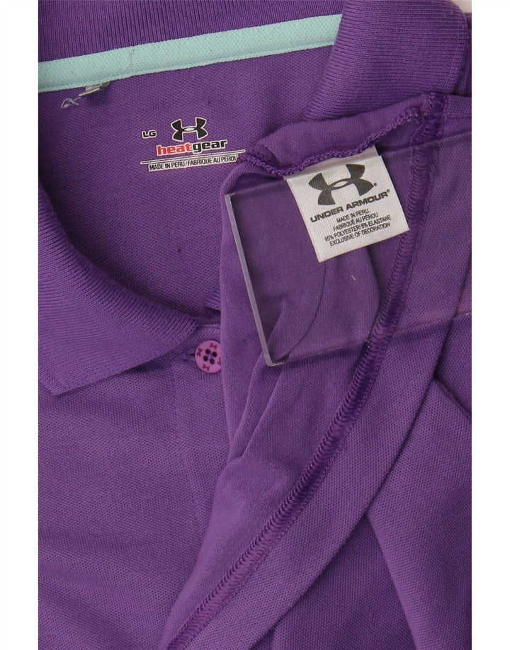Under Armour Polo Heat Gear pour femme UK 16 Large Violet Polyester