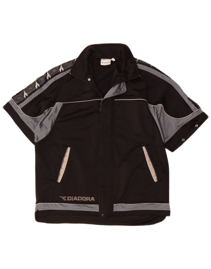Diadora Veste de survêtement à manches courtes pour homme UK 38 Medium Noir