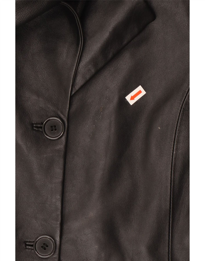 Cofi Manteau en cuir pour femme UK 12 Cuir noir moyen