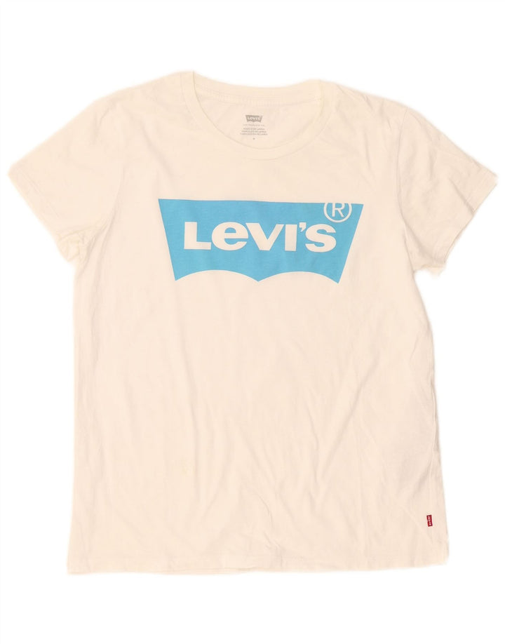 Levi's T-Shirt Graphique Femme UK 12 Coton Blanc Moyen