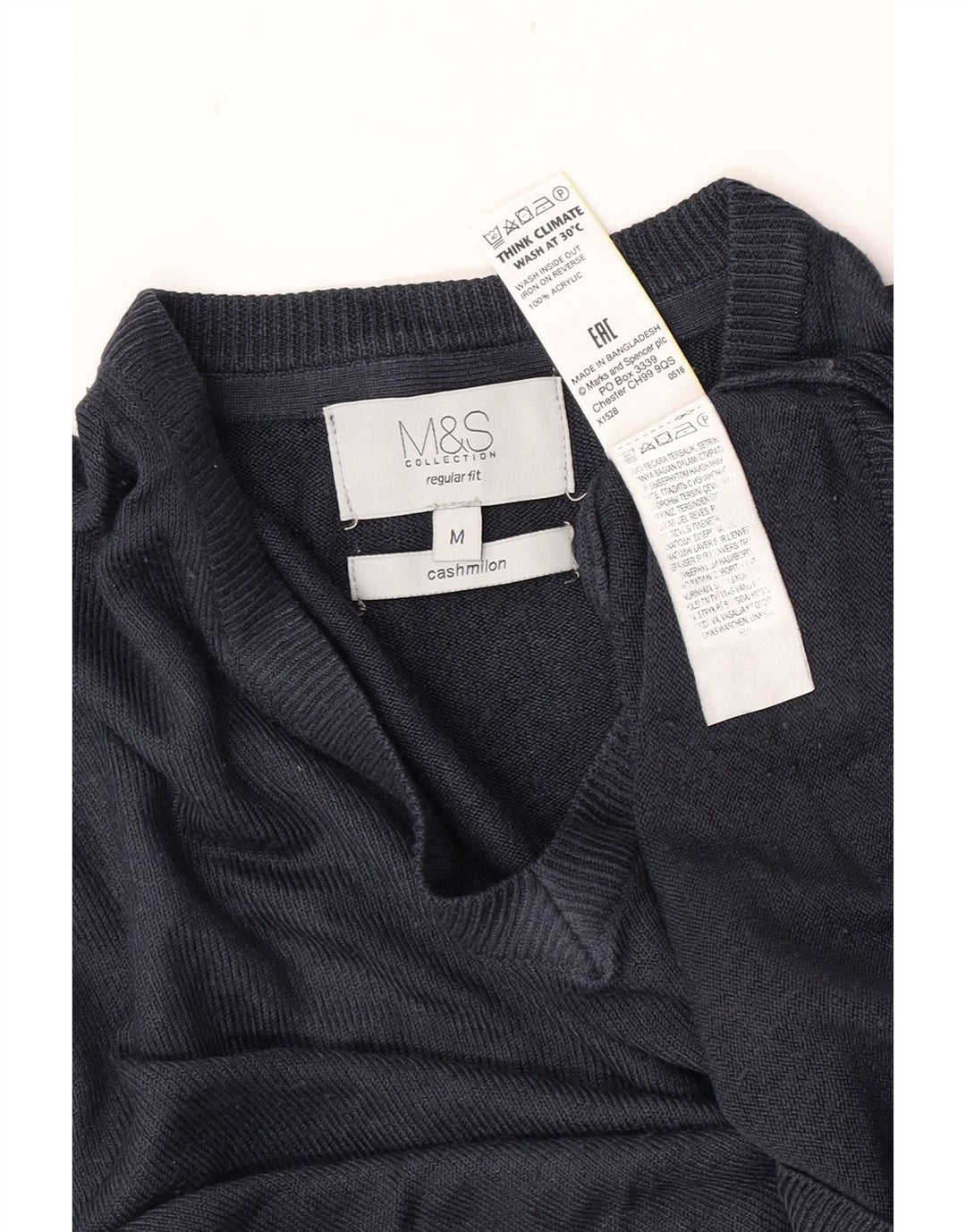 Marks & Spencer Pull Regular Fit Col V Homme Bleu Marine Moyen