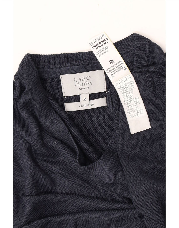 Marks & Spencer Pull Regular Fit Col V Homme Bleu Marine Moyen