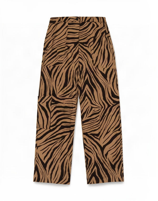 Zara Pantalon cargo taille haute pour femme Medium W28 L28 Noir Imprimé animal