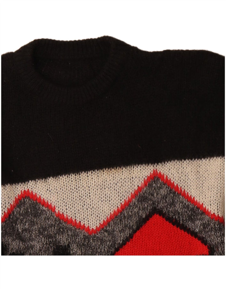 VINTAGE Pull long à col rond pour femme UK 18 XL Noir