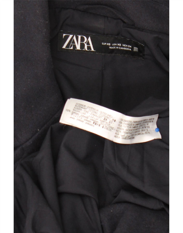 Zara Manteau surdimensionné à double boutonnage pour femme UK 6 XS Bleu marine Polyester