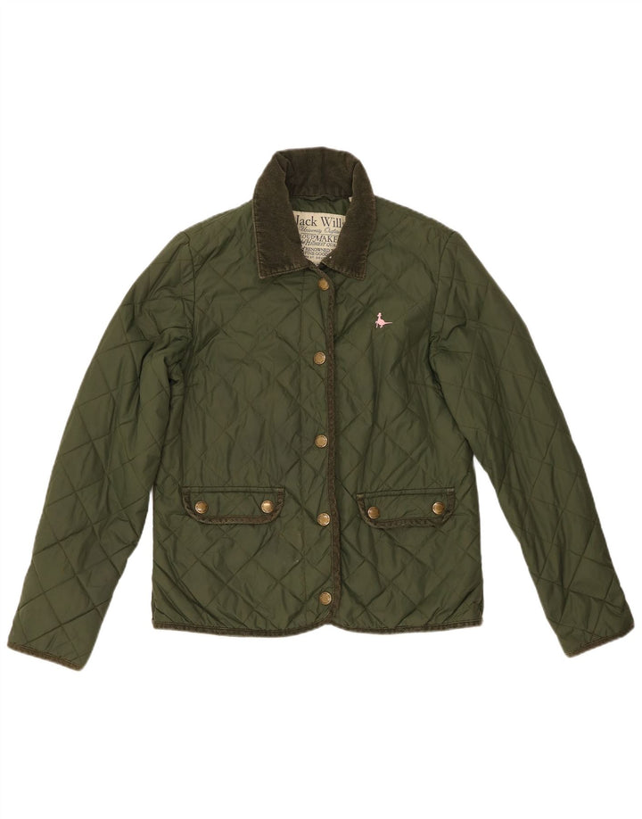 Jack Wills Veste matelassée pour femme UK 10 Petit nylon vert