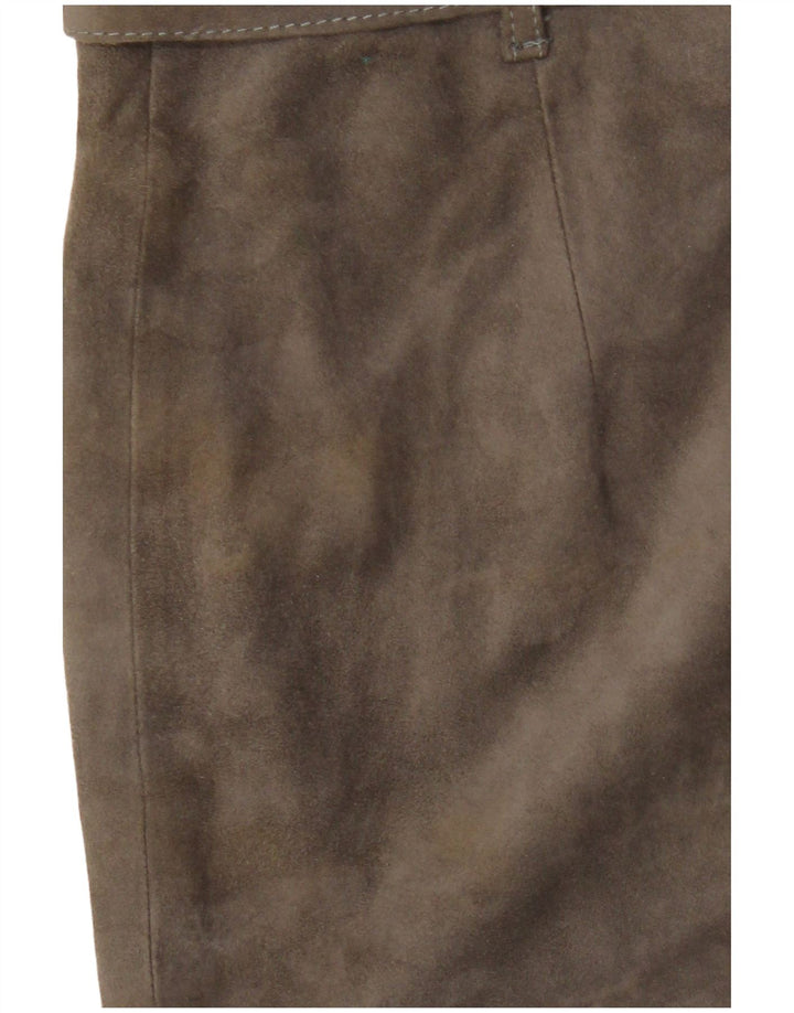 jupe en daim femme vintage IT 44 Medium W26 Cuir Kaki