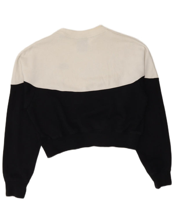Nike Womens Crop Sweatshirt Jumper UK 14 Medium Noir Colorblock