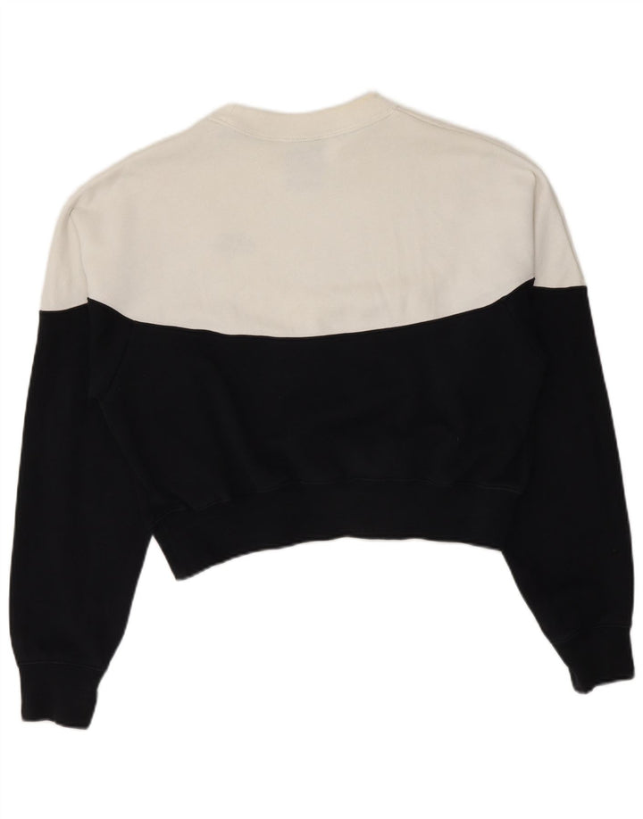 Nike Womens Crop Sweatshirt Jumper UK 14 Medium Noir Colorblock