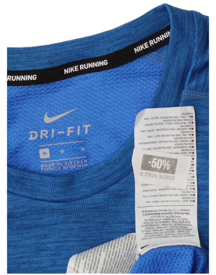 NIKE Mens Dri Fit T-Shirt Top Medium Blue Polyester