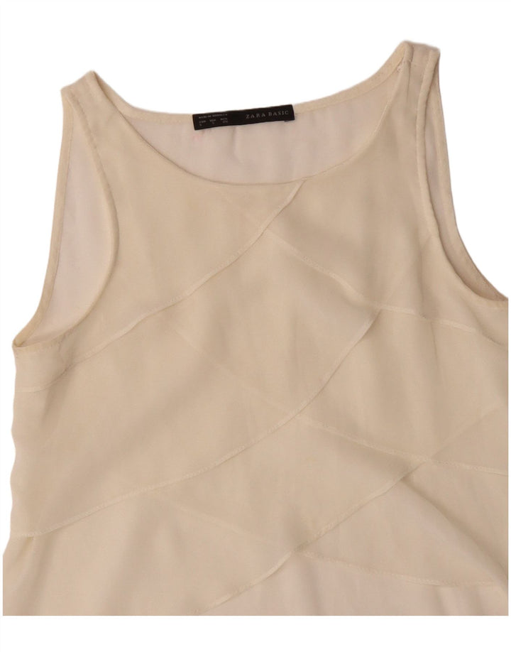 ZARA Femme Chemisier sans manches Top UK 10 Small Off White