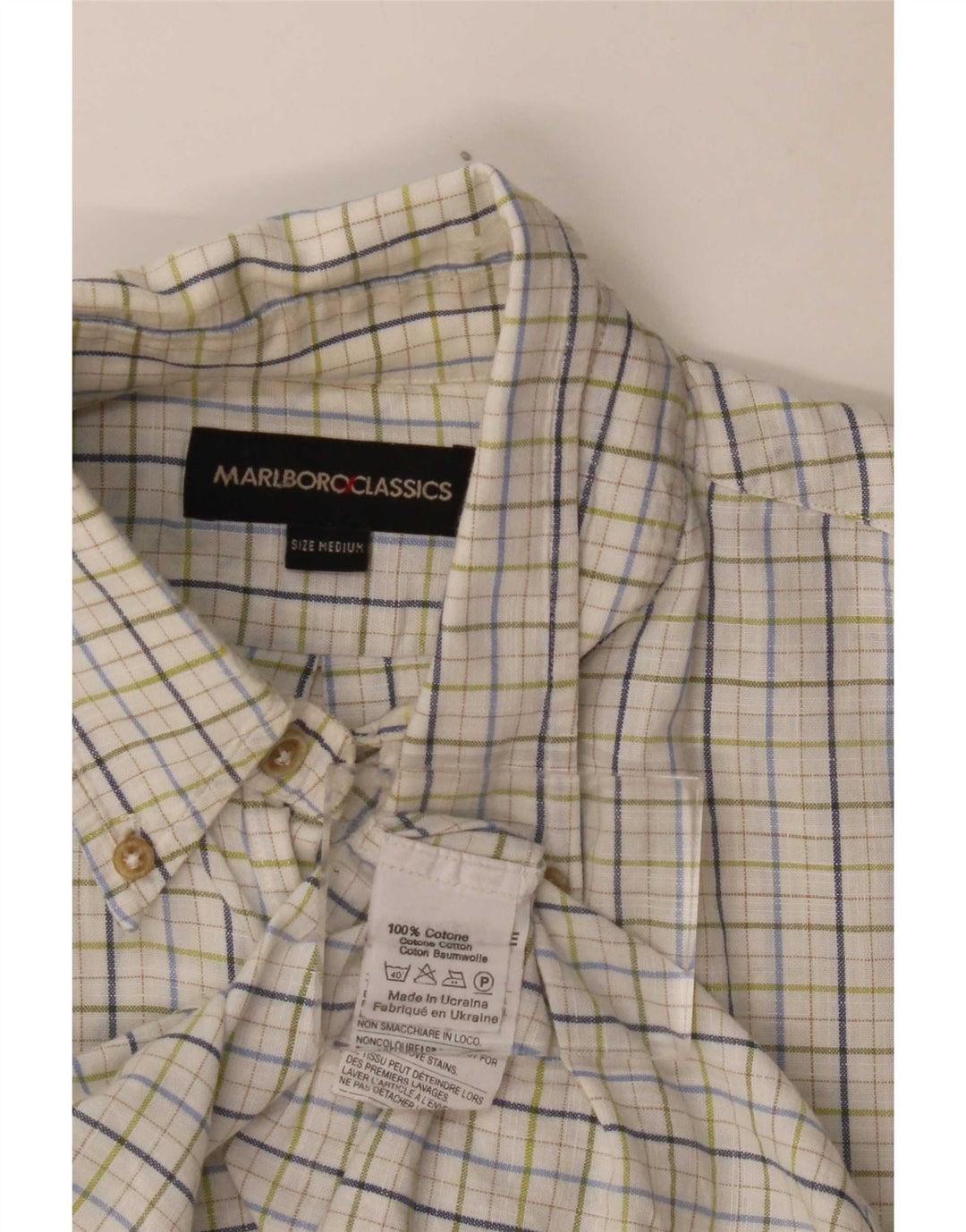 Chemise Homme Marlboro Classics Coton à Carreaux Blanc Moyen