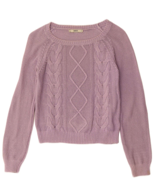 Oasis Pull court surdimensionné à col bateau pour femme UK 6 XS Violet Coton