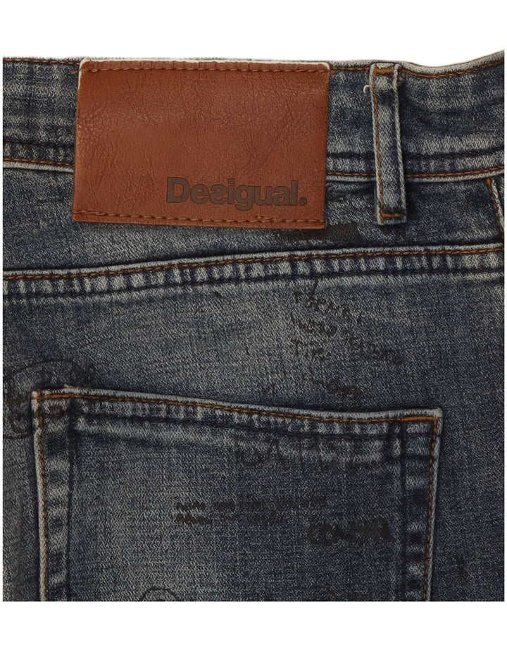 DESIGUAL Womens Graphic Slim Jeans W30 L31 Blue