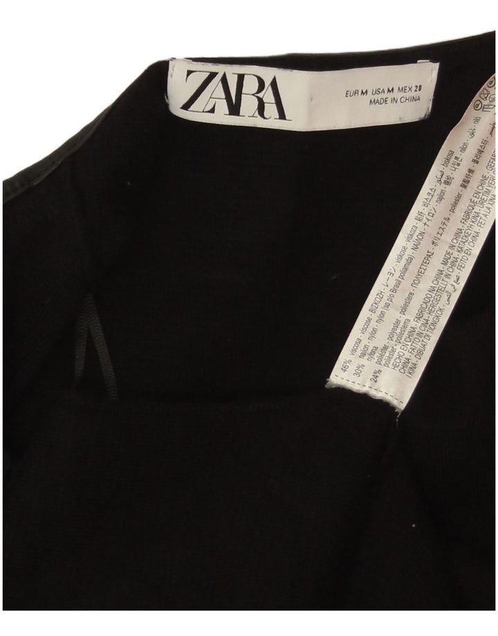 Zara Womens Open Pardessus UK 12 Moyen Noir Viscose