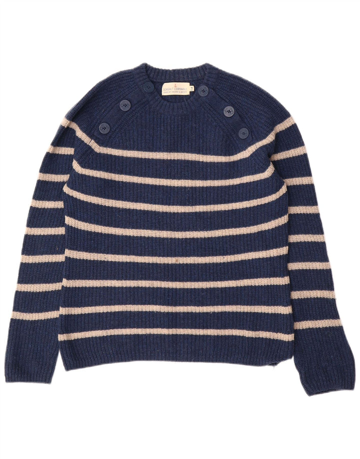 SEASALT CORNWALL Pull à col rond pour femme UK 14 Large Bleu marine