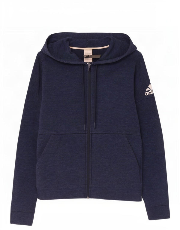 Adidas Pull à capuche zippé pour homme en coton bleu marine moyen