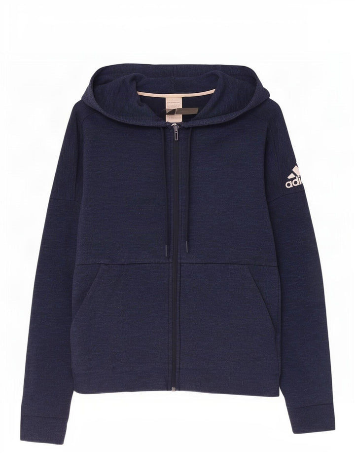 Adidas Pull à capuche zippé pour homme en coton bleu marine moyen