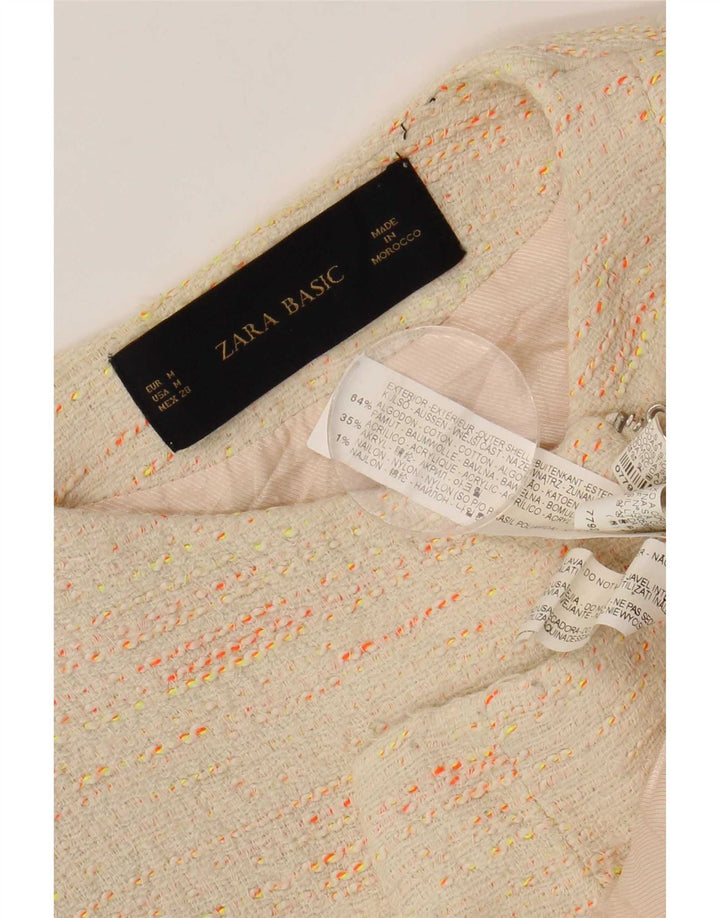 Zara Womens Crop Blazer Jacket UK 12 Coton moucheté beige moyen