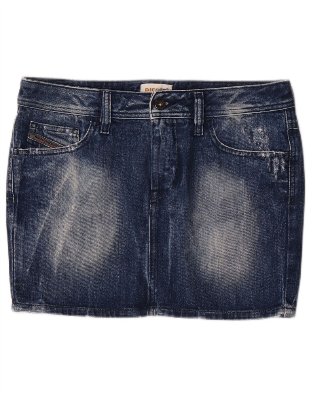 Diesel Femme Mini Jupe En Jean W28 Bleu Moyen Coton