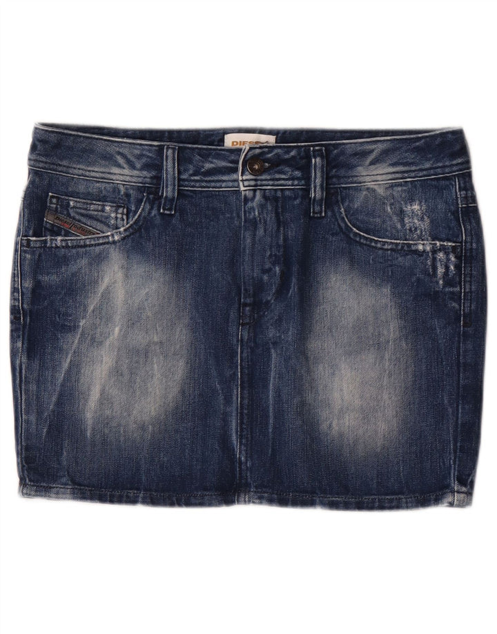 Diesel Femme Mini Jupe En Jean W28 Bleu Moyen Coton