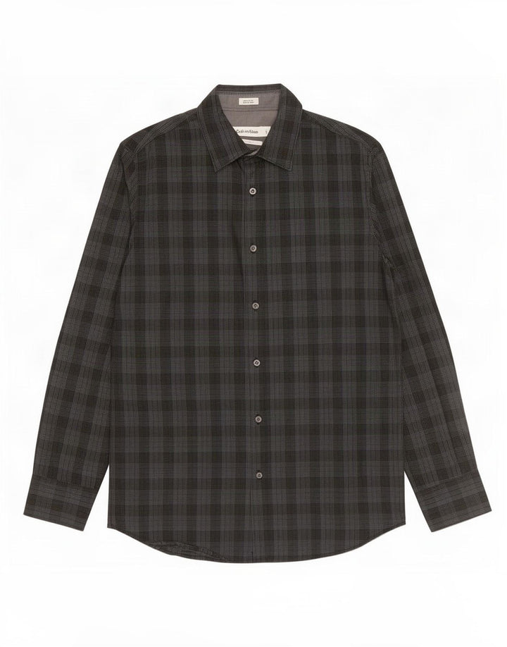 Calvin Klein Chemise Modern Fit Homme Petit Carreau Gris Coton
