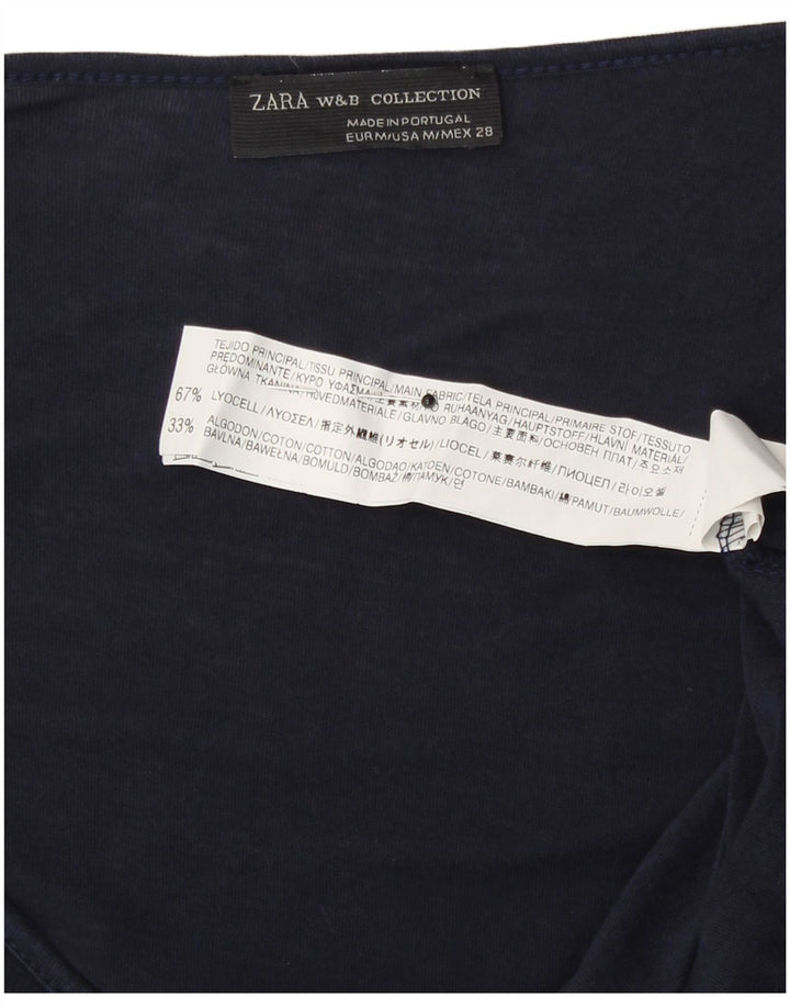 Zara Débardeur Femme UK 12 Medium Bleu Marine Colorblock Lyocell