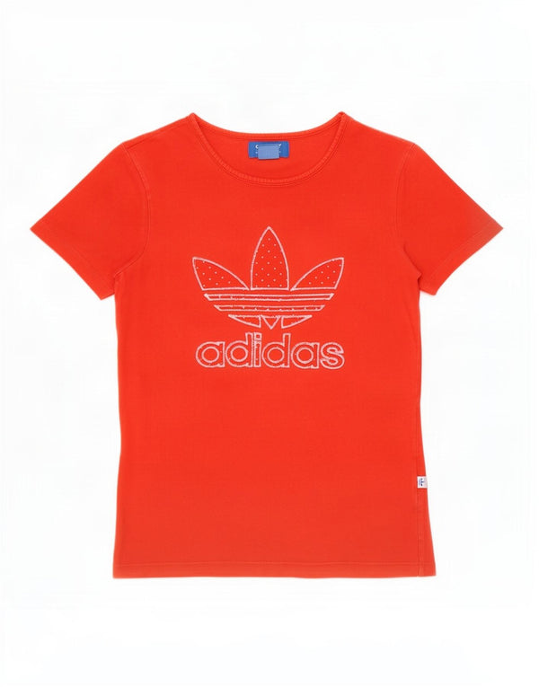 Adidas T-shirt graphique pour femme UK 8 Small Rouge Coton