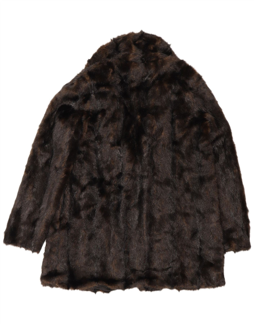 Zara Manteau surdimensionné en fausse fourrure pour femme UK 10 Petit Marron Polyester Hiver