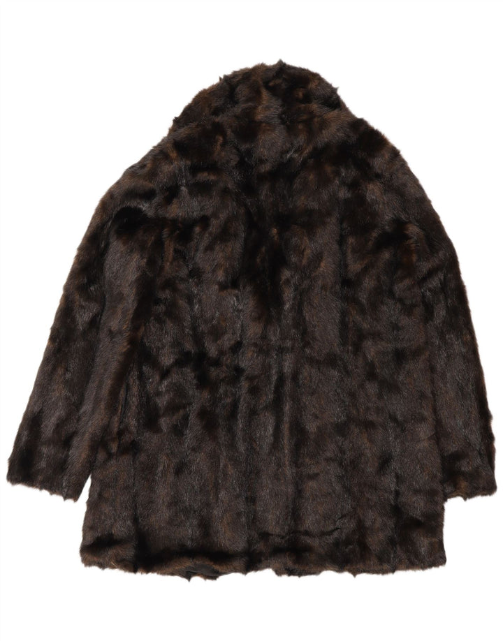 Zara Manteau surdimensionné en fausse fourrure pour femme UK 10 Petit Marron Polyester Hiver