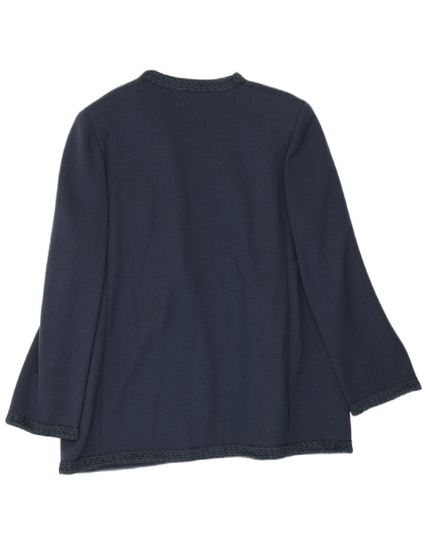 Luisa Spagnoli Pull Cardigan Ouvert pour Femme UK 18 XL Bleu Marine Laine Vierge